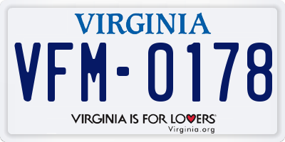 VA license plate VFM0178