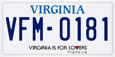 VA license plate VFM0181