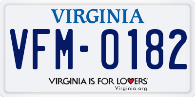 VA license plate VFM0182