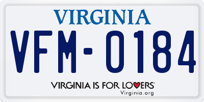 VA license plate VFM0184