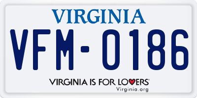 VA license plate VFM0186