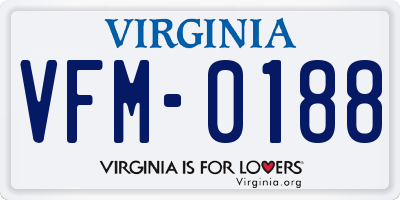 VA license plate VFM0188