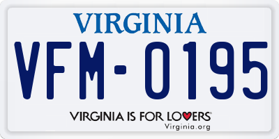 VA license plate VFM0195
