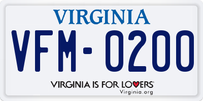 VA license plate VFM0200