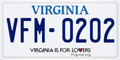 VA license plate VFM0202