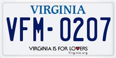 VA license plate VFM0207
