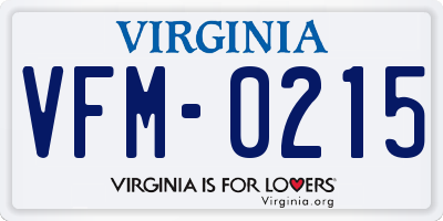 VA license plate VFM0215