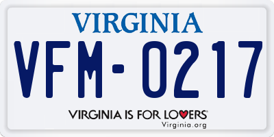 VA license plate VFM0217