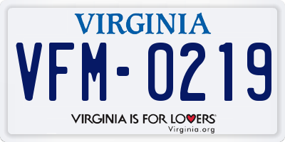 VA license plate VFM0219