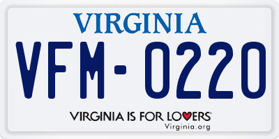 VA license plate VFM0220