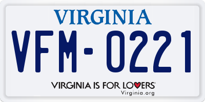 VA license plate VFM0221