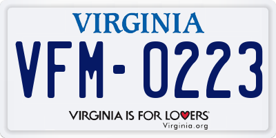 VA license plate VFM0223