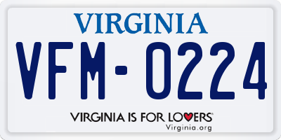 VA license plate VFM0224