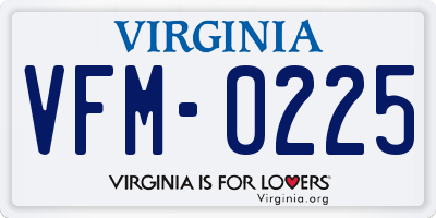 VA license plate VFM0225