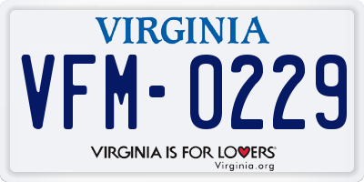 VA license plate VFM0229