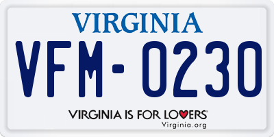 VA license plate VFM0230