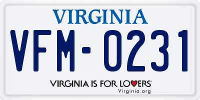 VA license plate VFM0231