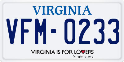 VA license plate VFM0233