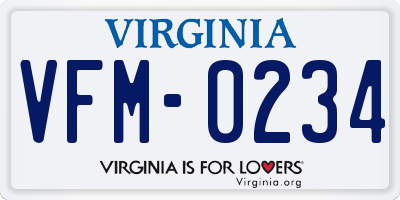 VA license plate VFM0234