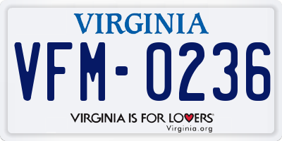 VA license plate VFM0236