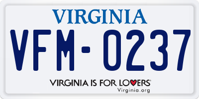 VA license plate VFM0237
