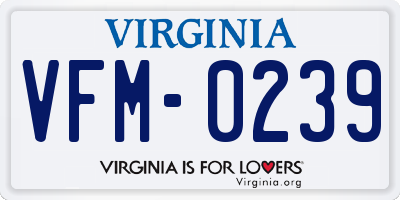 VA license plate VFM0239