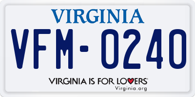 VA license plate VFM0240
