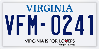 VA license plate VFM0241