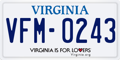 VA license plate VFM0243