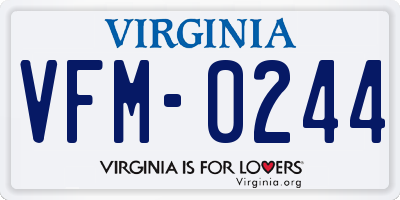 VA license plate VFM0244