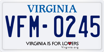 VA license plate VFM0245