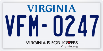 VA license plate VFM0247