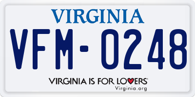 VA license plate VFM0248
