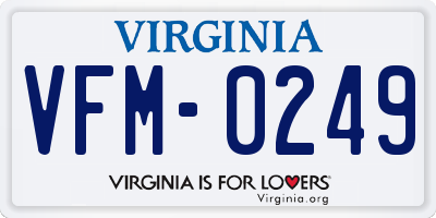 VA license plate VFM0249