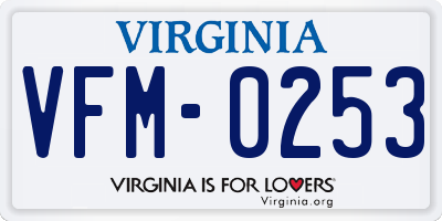 VA license plate VFM0253