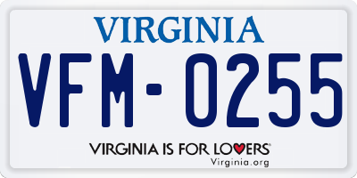 VA license plate VFM0255