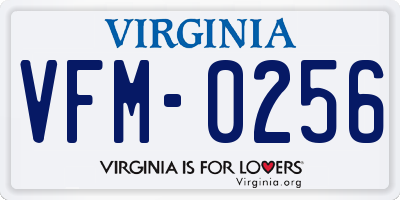 VA license plate VFM0256