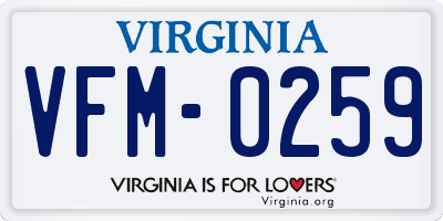 VA license plate VFM0259