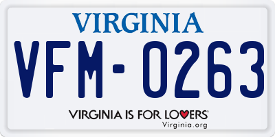 VA license plate VFM0263