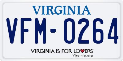 VA license plate VFM0264