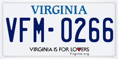 VA license plate VFM0266