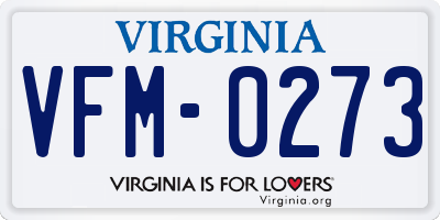 VA license plate VFM0273