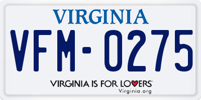VA license plate VFM0275