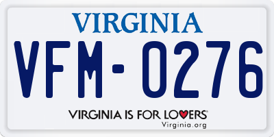 VA license plate VFM0276