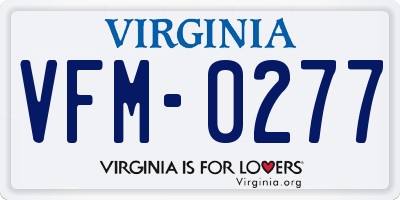 VA license plate VFM0277