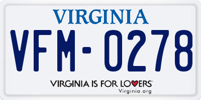 VA license plate VFM0278