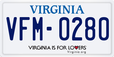 VA license plate VFM0280