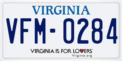 VA license plate VFM0284