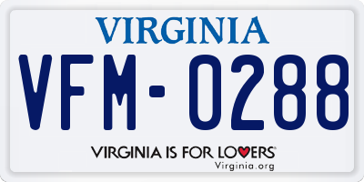 VA license plate VFM0288