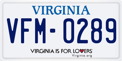 VA license plate VFM0289